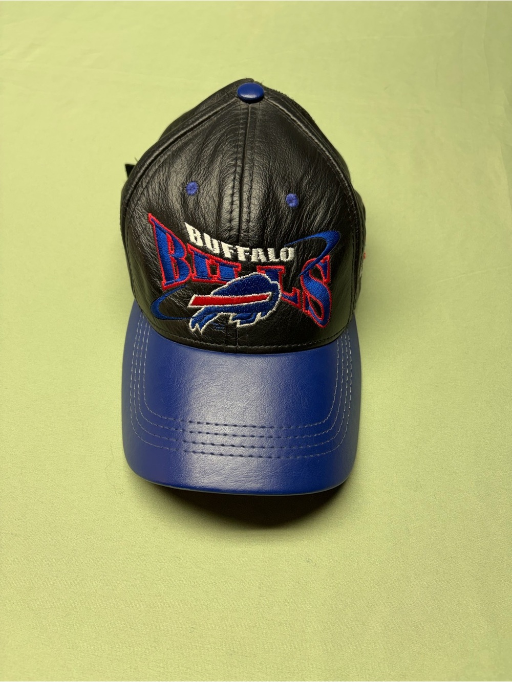 Vintage 90s Buffalo Bills Pro Elite Leather Hat NFL Made USA Strapback Cap